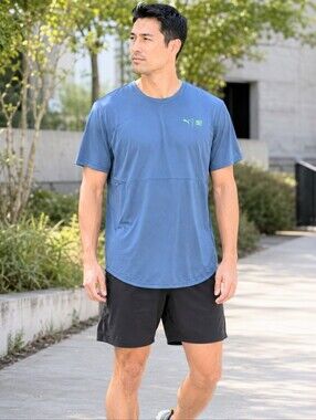 PUMA x First Mile Men's Medium Blue Running Training Performance T-Shirt